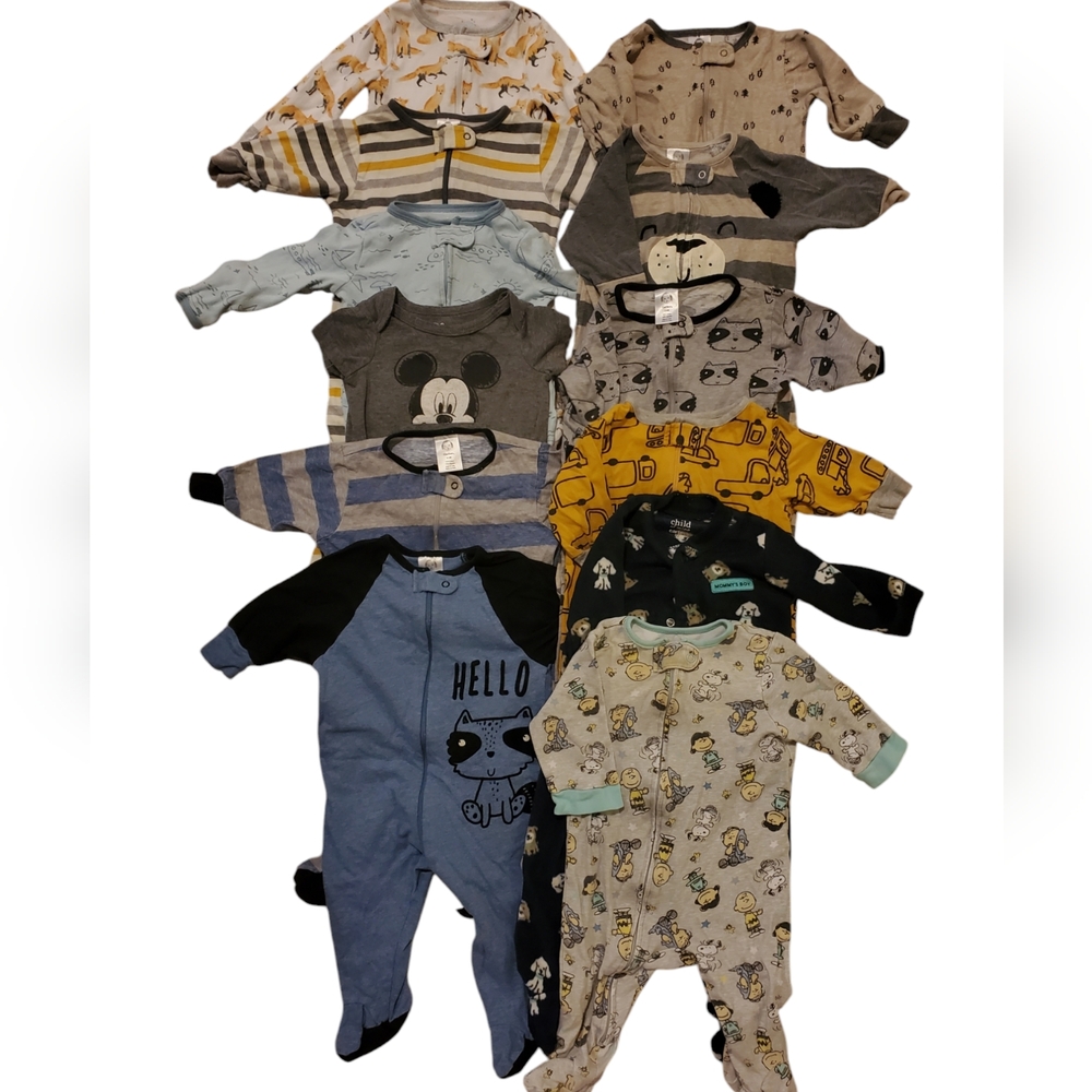 12pcs 3-6months Baby Onesie Bundle - Assorted Colors - Picture 1 of 5